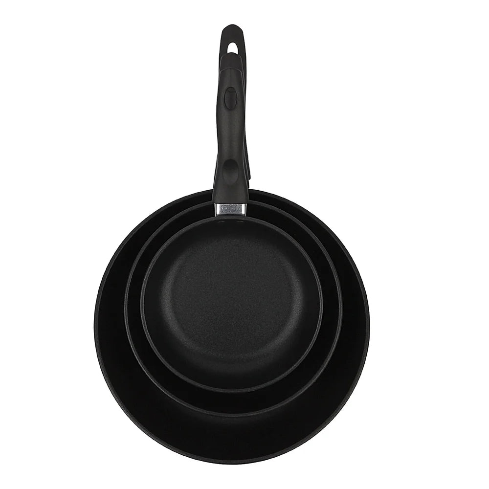 3Piece NonStick Aluminum Skillet Set Lightweight Skillets Dishwasher Safe Easy Cleanup CoolTouch Handles Versatile Cookware