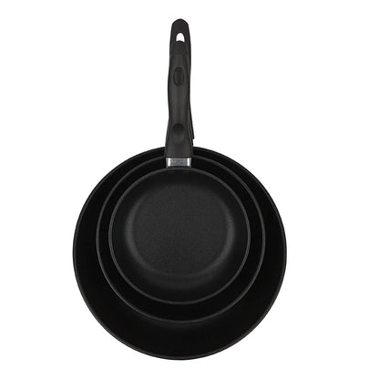 3Piece NonStick Aluminum Skillet Set Lightweight Skillets Dishwasher Safe Easy Cleanup CoolTouch Handles Versatile Cookware
