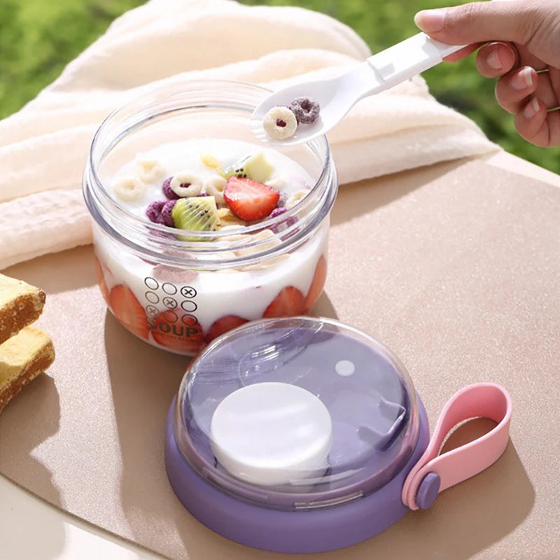 650ml Portable Handheld Breakfast Cup Yogurt Bowl Leak Proof Salad Bento Lunch Box With Spoon