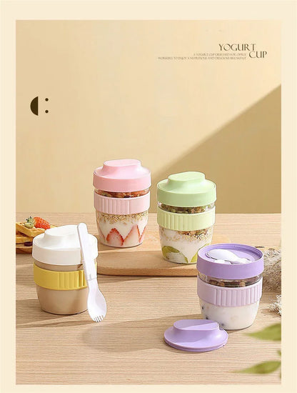Portable Breakfast Fruit Oat Yogurt Salad Cup With Lid Spoon Food Storage Cup Fitness Weight Reducing Picnic Lunch Box Milk cup