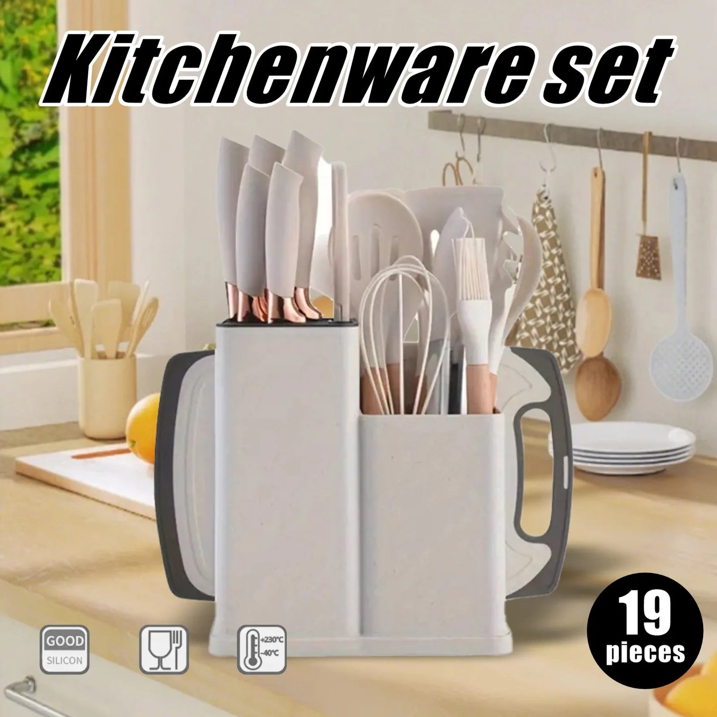 19 sets of kitchen knives with a knife holder, professional high carbon steel stainless steel cooking knife set,holiday gifts