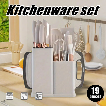 19 sets of kitchen knives with a knife holder, professional high carbon steel stainless steel cooking knife set,holiday gifts