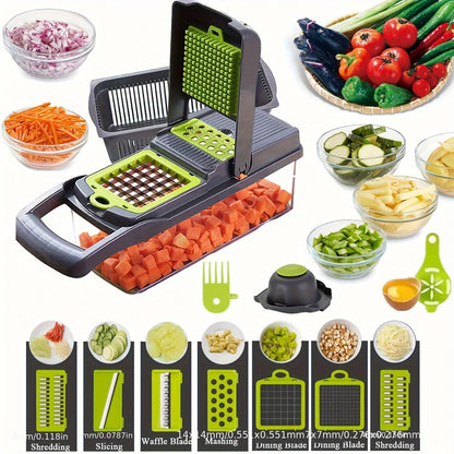 14-in-1 Multifunctional Vegetable Chopper – Food Grater, Slicer, Dicer & Cutting Machine with Handle for Fast Kitchen Prep