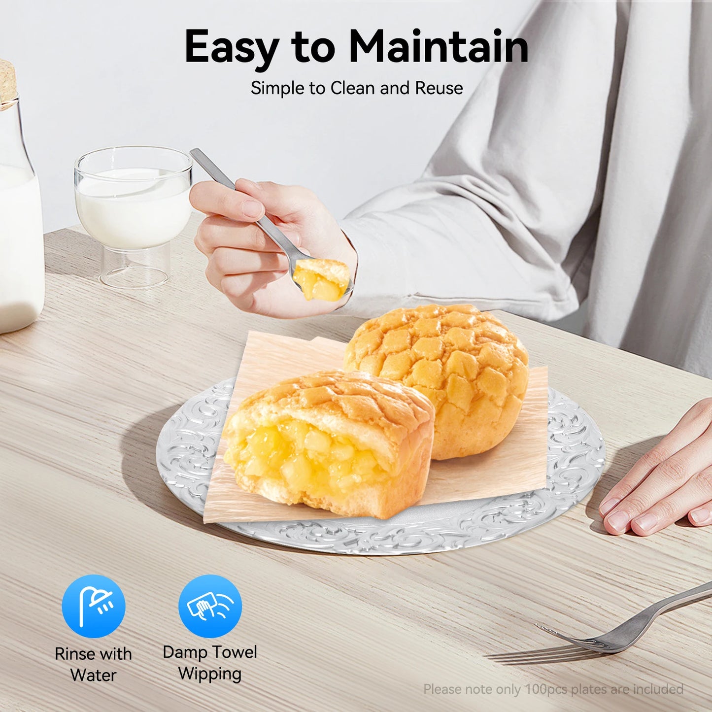 100PCS 13-Inch Round Charger Plates – Decorative Silver/Green Table Setting Plates for Weddings, Parties, Events & Kitchen Dining