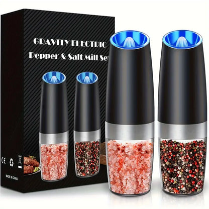 Gravity Electric Salt & Pepper Mill – Automatic Tilt-to-Grind Grinder, Battery Powered with Adjustable Coarseness & Upgraded Large Capacity