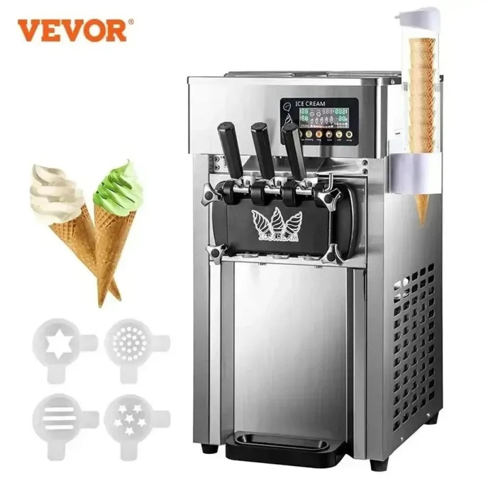 VEVOR Commercial Soft Serve & Fried Roll Ice Cream Machine – 220V Stainless Steel Instant Ice Cream Maker for Home or Business
