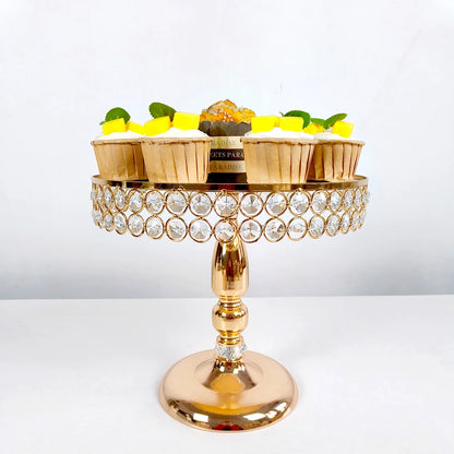 6Pcs-9PcsCake Stand Set with Crystal Beaded Mirror Metal Dessert Table Display Stands Cupcake Holder for Birthday Party Festival