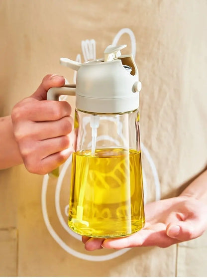 2-in-1 Oil Spray Bottle Dispenser – 500ml Refillable Cooking & BBQ Oil Sprayer
