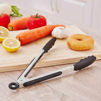 Stainless Steel BBQ Grilling Tongs – Anti-Scalding Food Clip & Non-Stick Serving Tool for Bread, Salad, Kitchen & Barbecue