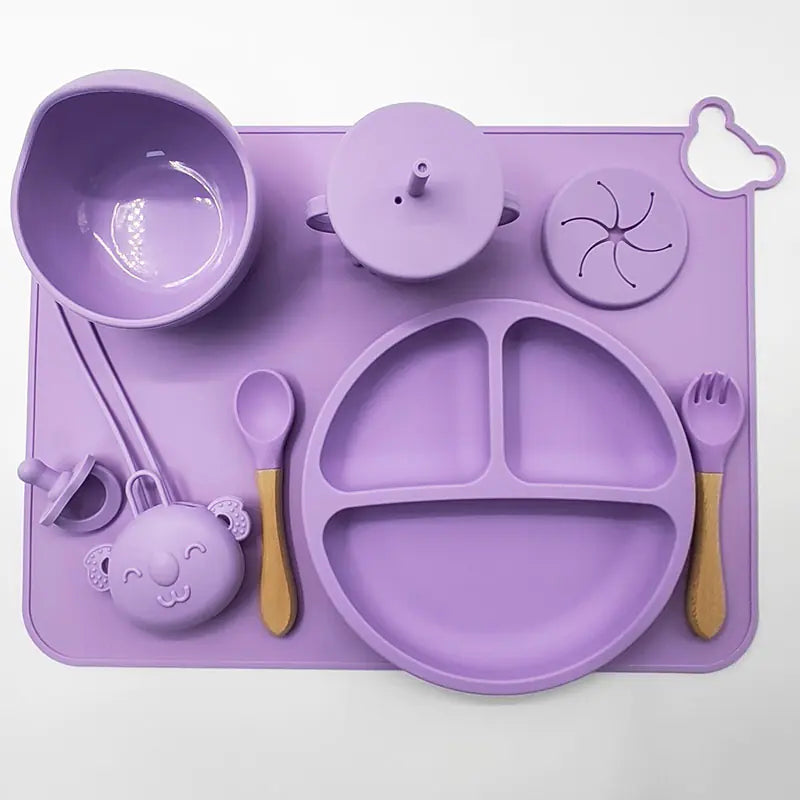 Silicone Baby Feeding Set with Mat and Utensils
