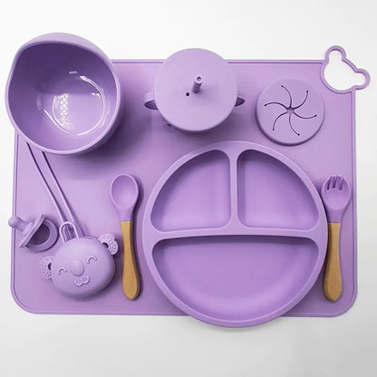 Silicone Baby Feeding Set with Mat and Utensils