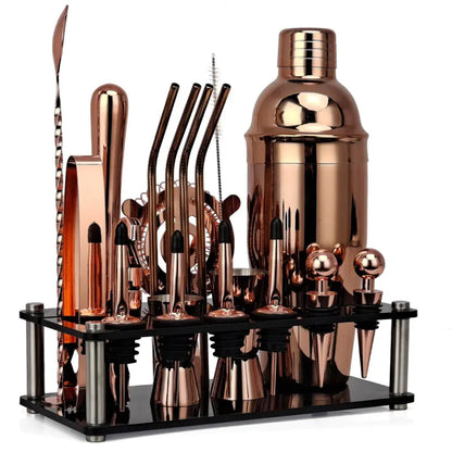 20-Piece Cocktail Shaker Bar Tool Set in Black