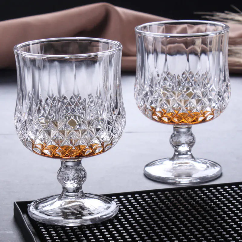 Vintage Thick Crystal Glass Wine and Champagne Cup Set