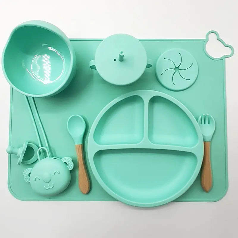 Silicone Baby Feeding Set with Mat and Utensils