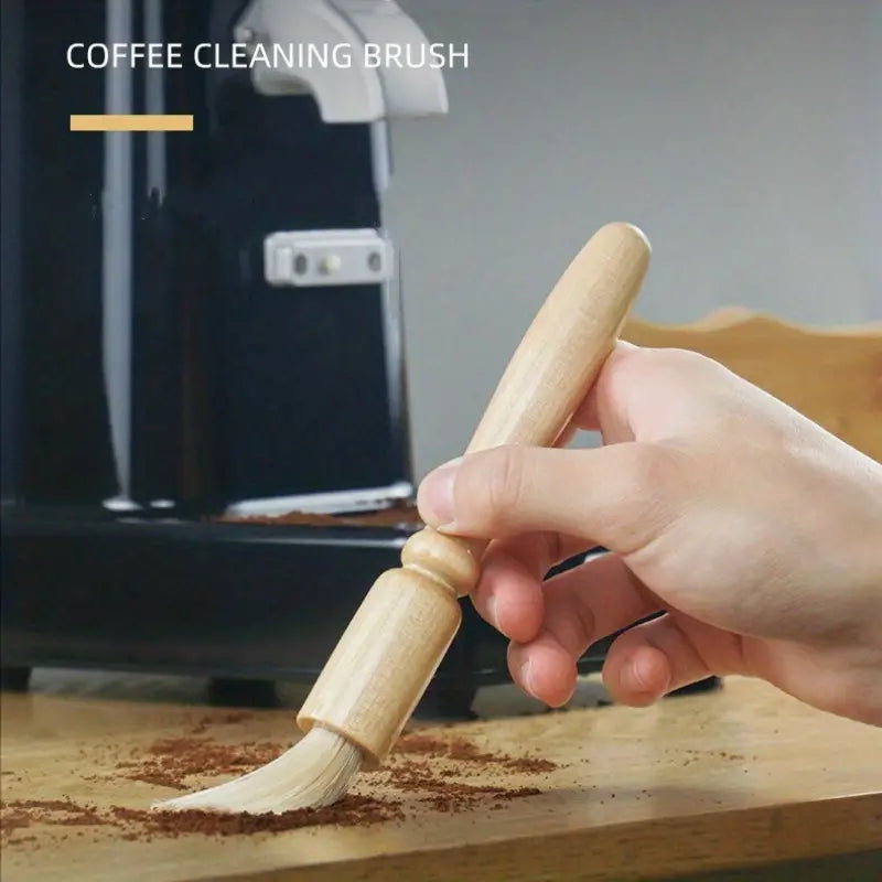 Wooden Handle Coffee Grinder Cleaning Brush – Soft Bristles for Espresso & Burr Grinders