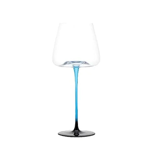 Black and Blue Bow Tie Crystal Red Wine Glass Set