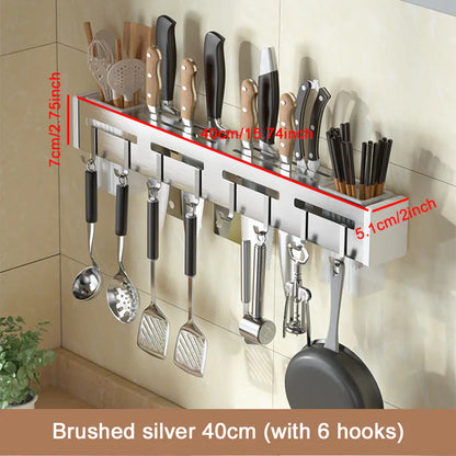 Stainless Steel Storage Rack with Cutlery Holder – Kitchen Organizer