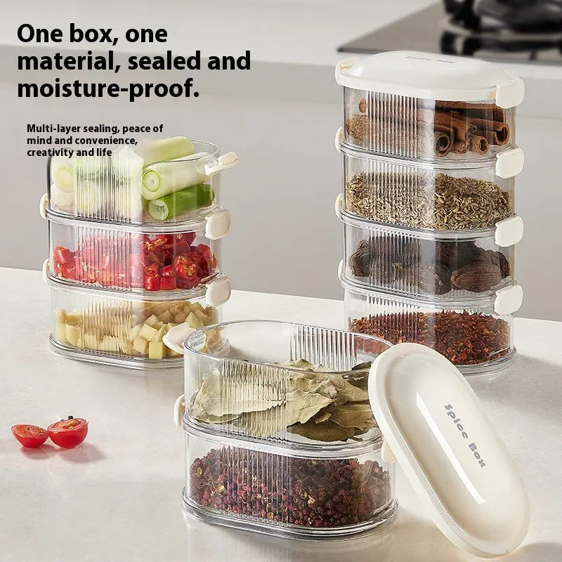 Spice Storage Box Kitchen Jar Sealed