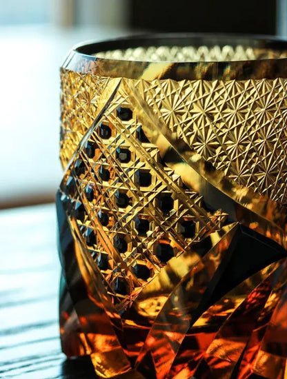 Hand Carved Crystal Whiskey Glass