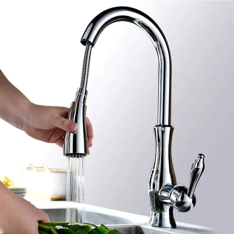 Copper Pull-Down Antique Kitchen Sink Faucet