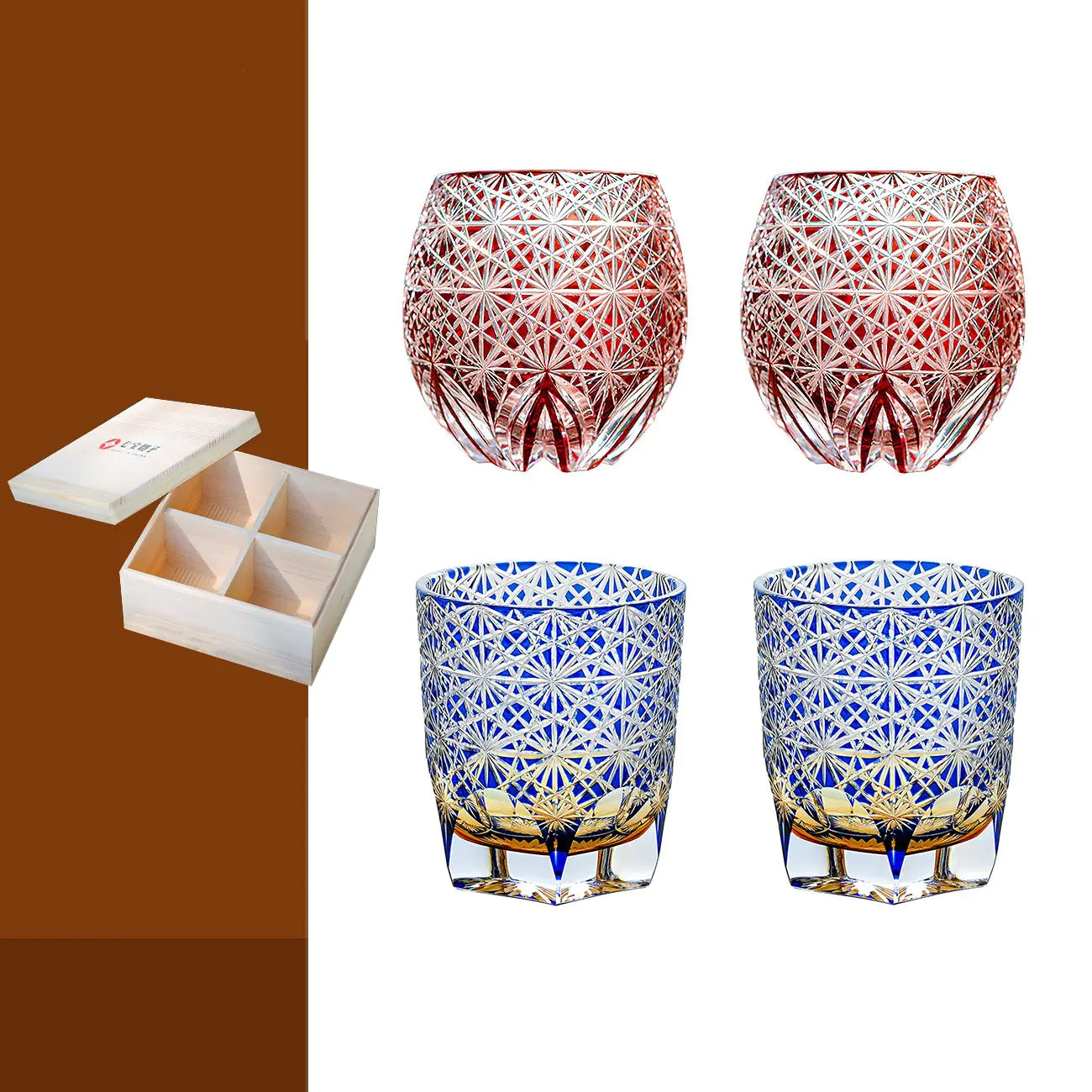 Japanese Hand Carved Crystal Glass