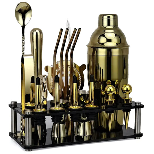 20-Piece Cocktail Shaker Bar Tool Set in Black