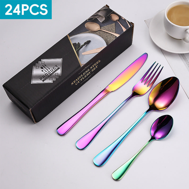 24-Piece 410 Stainless Steel Cutlery Set ? Mirror Polished Flatware for 6 People with Gift Packaging