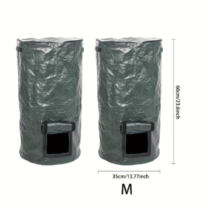 1 Bag Outdoor Compost Box, Reusable Garbage Bag, Self-Made Nutrient Soil Compost Bag, Kitchen Waste Collection Bag, Two-Way Zipper With Fertilizer Port, 34 Gallons