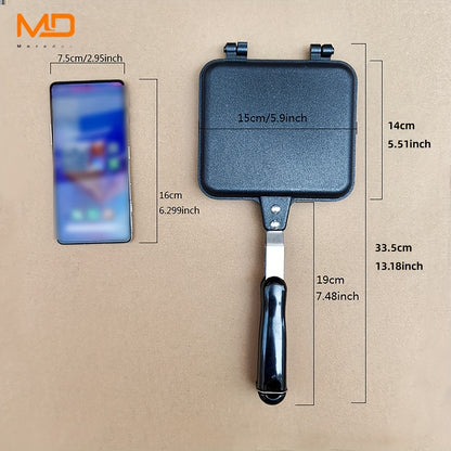 [1pc Non-Stick Sandwich Maker] MOREDOR 1pc Double-Sided Non-Stick Sandwich Maker & Griddle Pan | 1000W Portable Square Design with Detachable Plates | Indoor/Outdoor Kitchen Supplies, Easygrip Handles, Heatresistant Material
