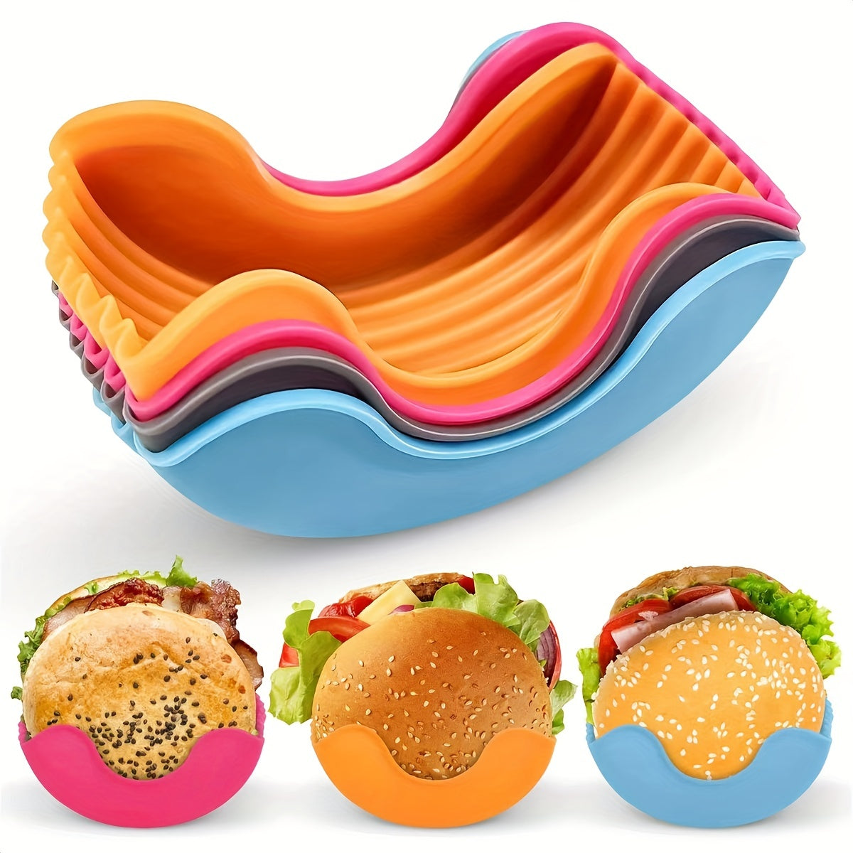 [Expandable Silicone Rack] 1pc/4pcs Reusable Expandable Silicone Hamburger Rack - Hamburger Tool Rack, Storage Rack, Kitchen Storage Box