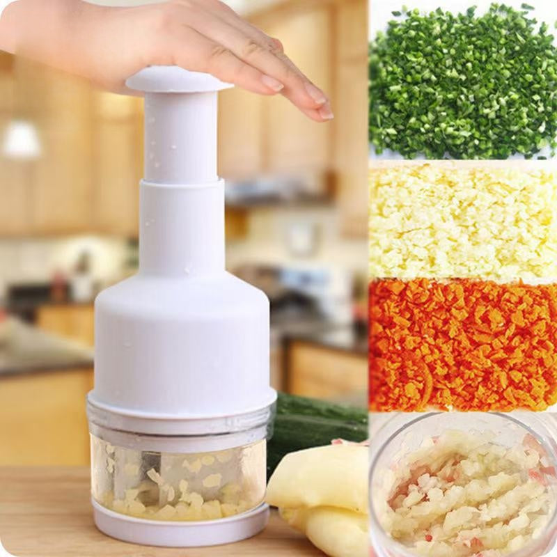 Steel Garlic & Vegetable Chopper ? Manual Food Cutter for Kitchen Prep