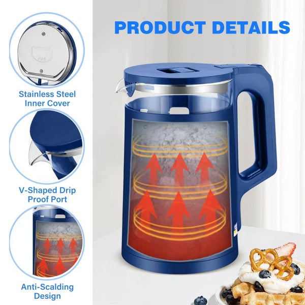 2.3L Electric Glass Kettle – Fast Boil Water Boiler with LED Light Indicator
