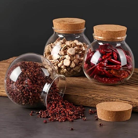 Large 16.9oz Glass Storage Jar with Cork Lid - BPA-Free, Heat-Resistant, Multipurpose Canister for Coffee Beans, Tea, Flour, Sugar & More - Round Kitchen Organizer