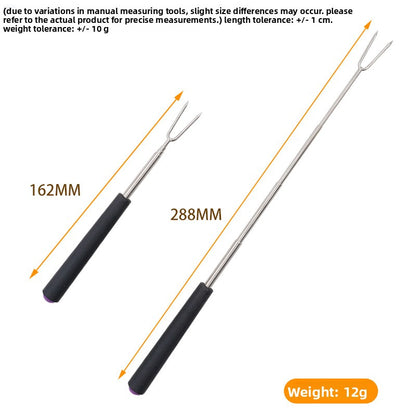 Retractable Stainless Steel Fondue & BBQ Fork ? Extendable Multi-Purpose Kitchen Tool