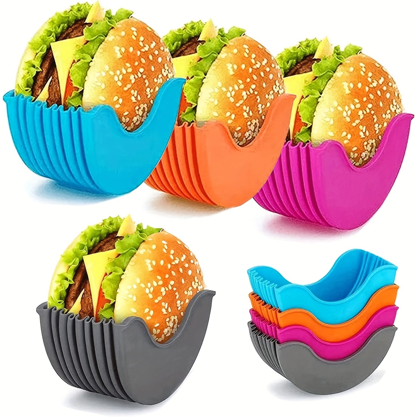 [Expandable Silicone Rack] 1pc/4pcs Reusable Expandable Silicone Hamburger Rack - Hamburger Tool Rack, Storage Rack, Kitchen Storage Box