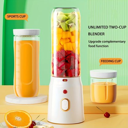[1pc, Portable USB Mini Blender] Portable USB Rechargeable Mini Blender, 1pc of 450Ml Juicer Includes 2 Cups, Wireless And Easy to Carry, Comes with a Bonus Sports Cup Cover, Ideal Personal Size Blender for Smoothies And Shak