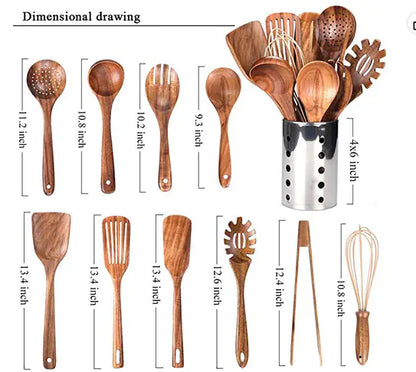 Japanese Non-Stick Wooden Spatula and Spoon Set