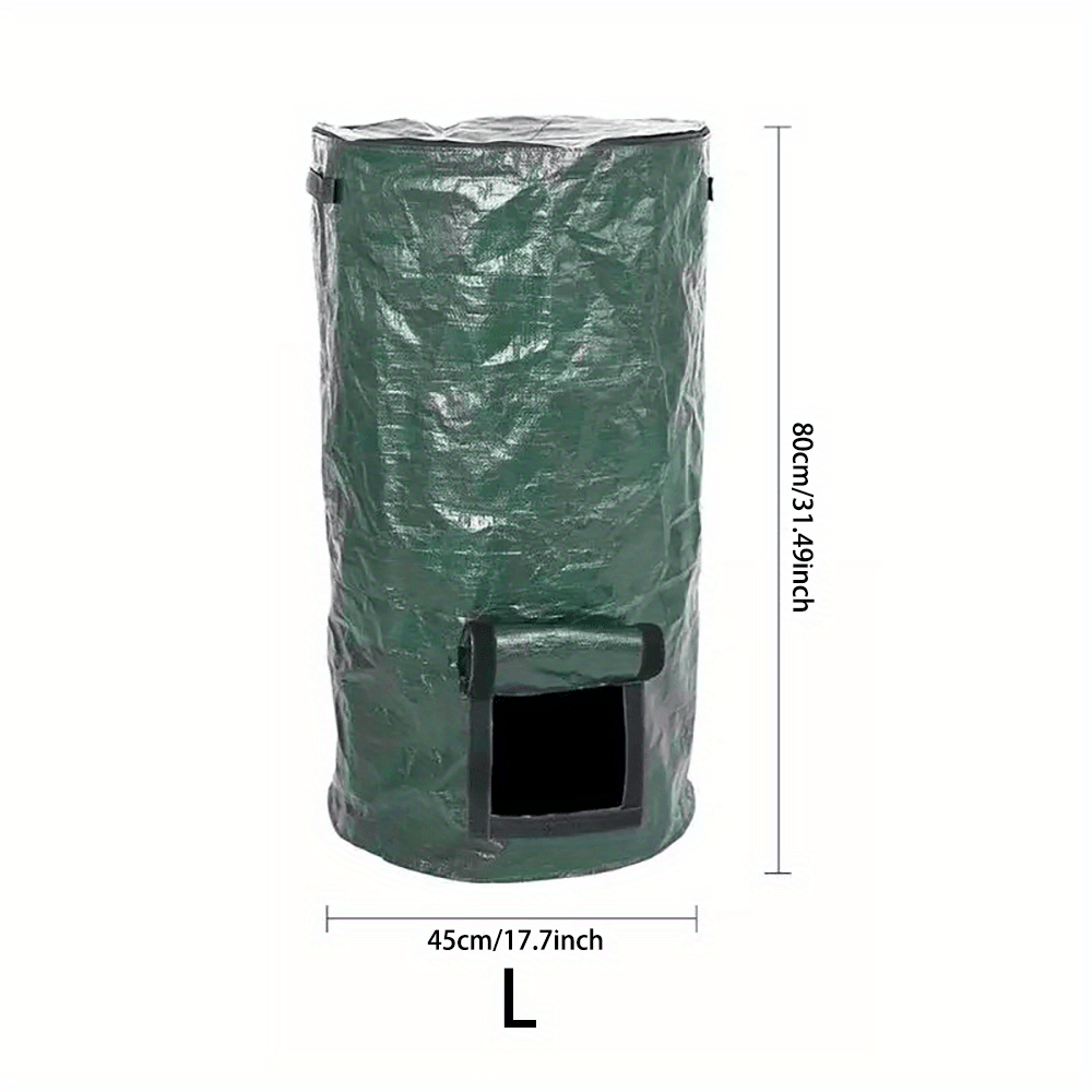 1 Bag Outdoor Compost Box, Reusable Garbage Bag, Self-Made Nutrient Soil Compost Bag, Kitchen Waste Collection Bag, Two-Way Zipper With Fertilizer Port, 34 Gallons