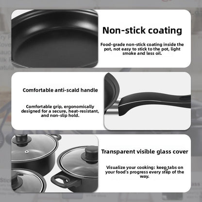 Multi-Functional Non-Stick Cookware Set ? Pots, Frying Pan & Glass Lids for Versatile Cooking