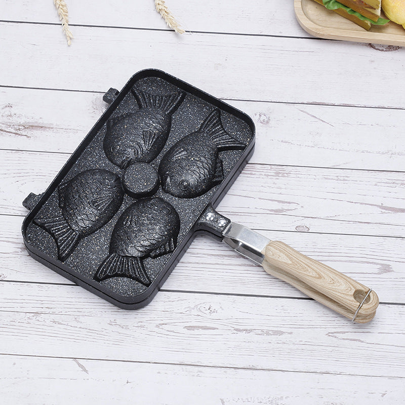 Double-Sided Non-Stick Fish-Shaped Waffle Pan ? Gas Stove & Open Flame Compatible