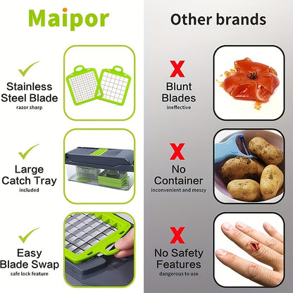 13-in-1 Multifunctional Vegetable Chopper Professional Onion Chopper with 8 Blades for Restaurant Kitchen