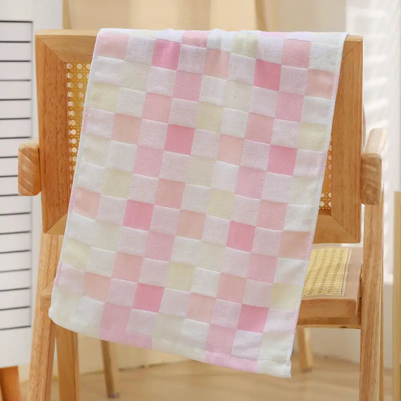 Super Soft Cotton Hand Towel – Color Grid Gauze Design (1PC)
