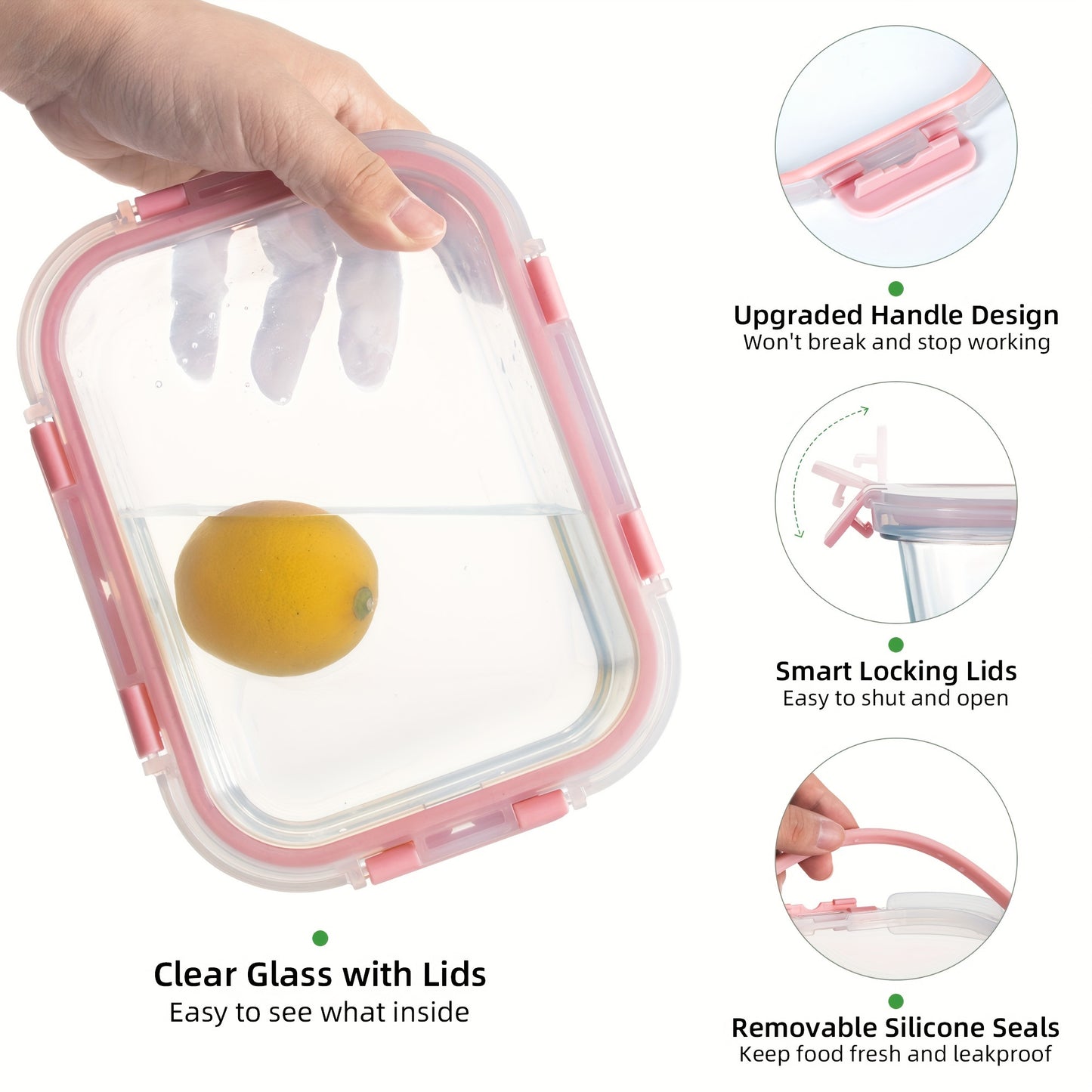 10pcs Storage Containers, Leak Proof Glass Meal Prep Containers, Reusable And Stackable Food Storage Containers With Lids Airtight, Green, For Camping, Picnic, School, Office And College, Kitchen Organizers And Storage, Kitch