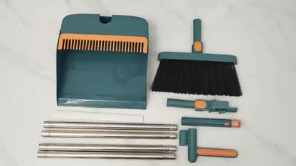 1set, Household Broom And Dustpan Set, Long Handle Floor Cleaning Broom Dustpan Set, Rotatable Broom And Dustpan With Comb Tooth, To Remove Dust And Garbage, For Home, Kitchen, Room, Office, Cleaning Supplies, Cleaning Tool,