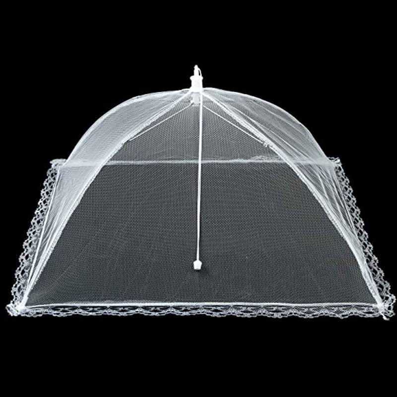 Foldable Food Cover ? Fly-Proof & Dust-Proof Mesh with Decorative Lace Edge