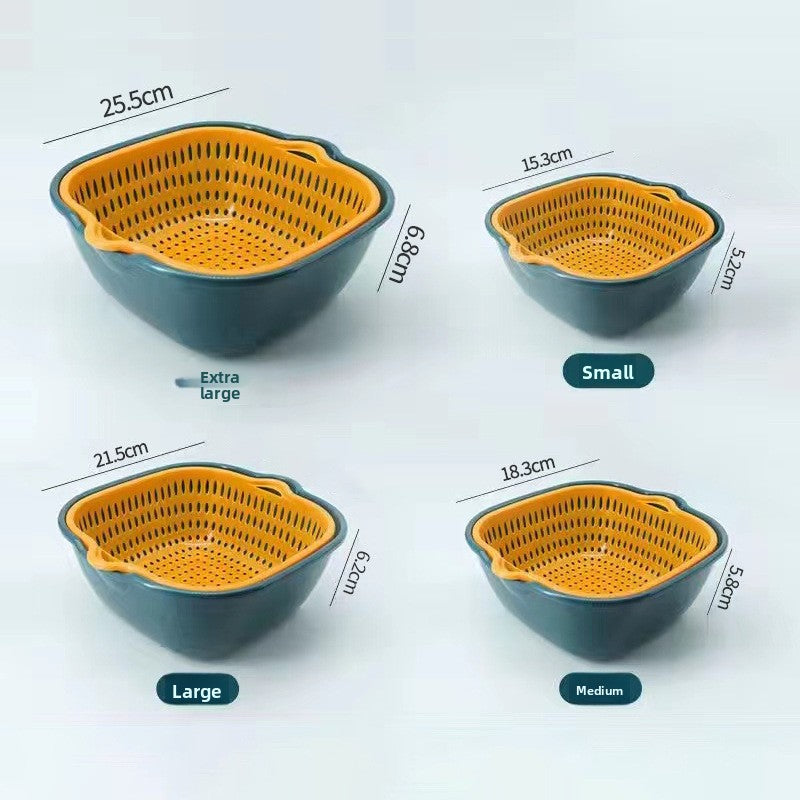 Double-Layer Washing & Draining Basket ? Multi-Functional Kitchen Basin for Fruits and Vegetables