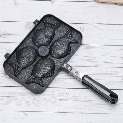 Double-Sided Non-Stick Fish-Shaped Waffle Pan ? Gas Stove & Open Flame Compatible