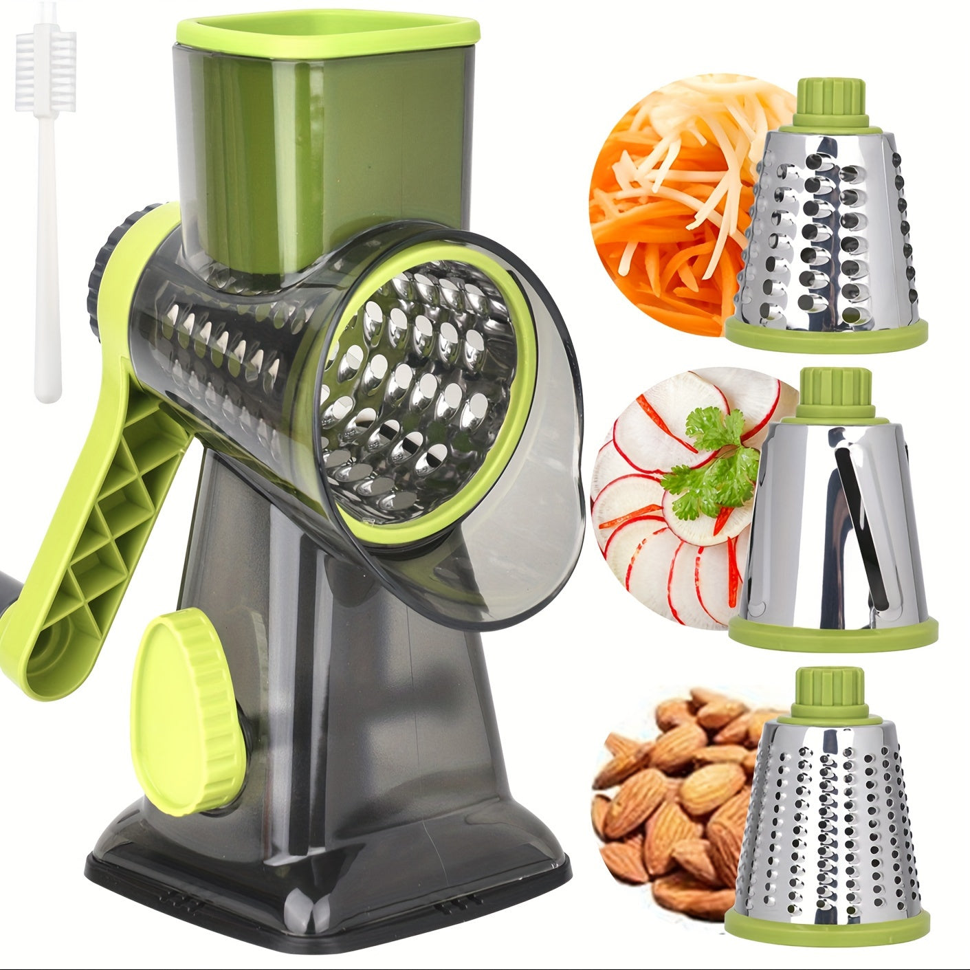 3-Blade Manual Cheese Grater - Effortless Slicing for Cheese, Vegetables, Nuts, and More with Interchangeable Blades - A Must-Have Kitchen Essential for Home Cooks and Foodies