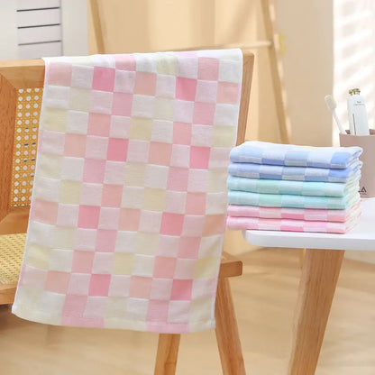 Super Soft Cotton Hand Towel – Color Grid Gauze Design (1PC)