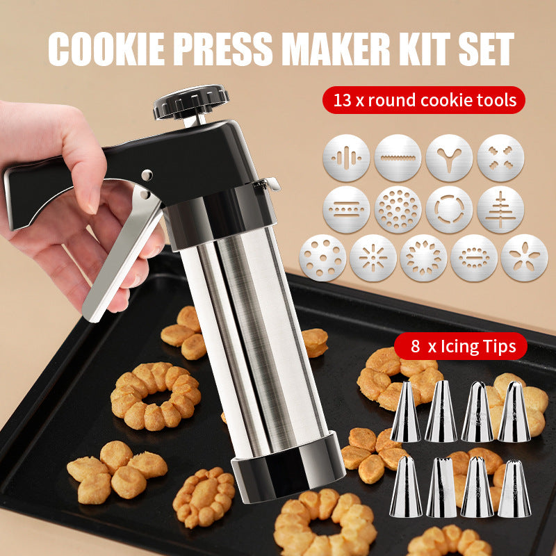 Stainless Steel Cookie & Pastry Press ? Multi-Nozzle Decorating Set for Home Baking